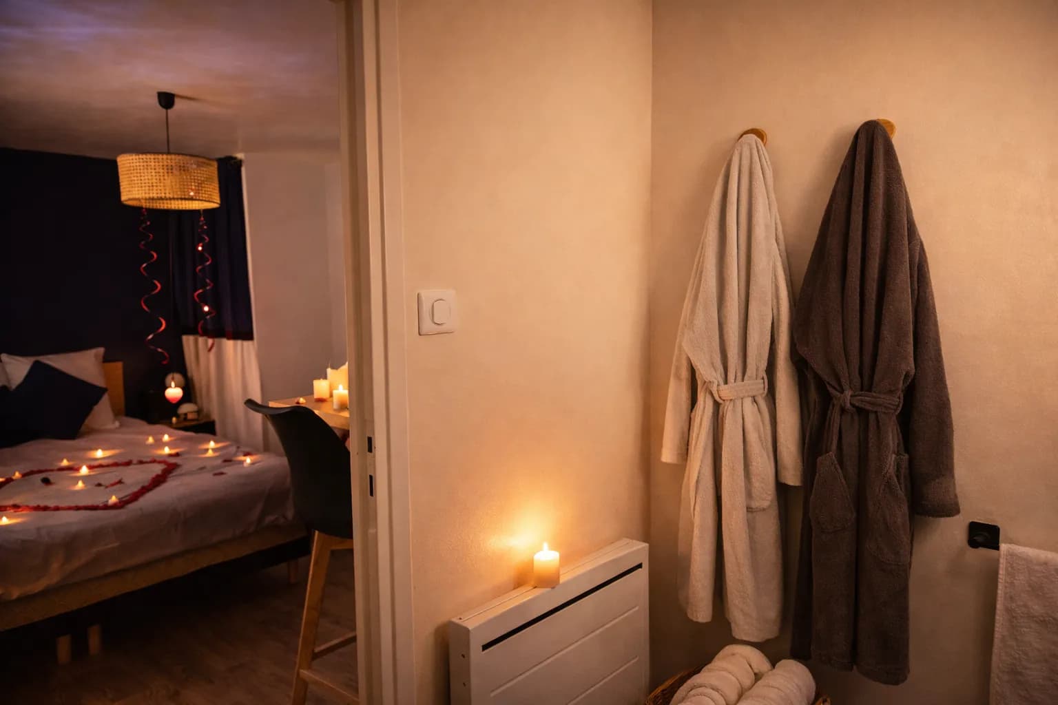 Chambre romantique aux bougies en Ardèche